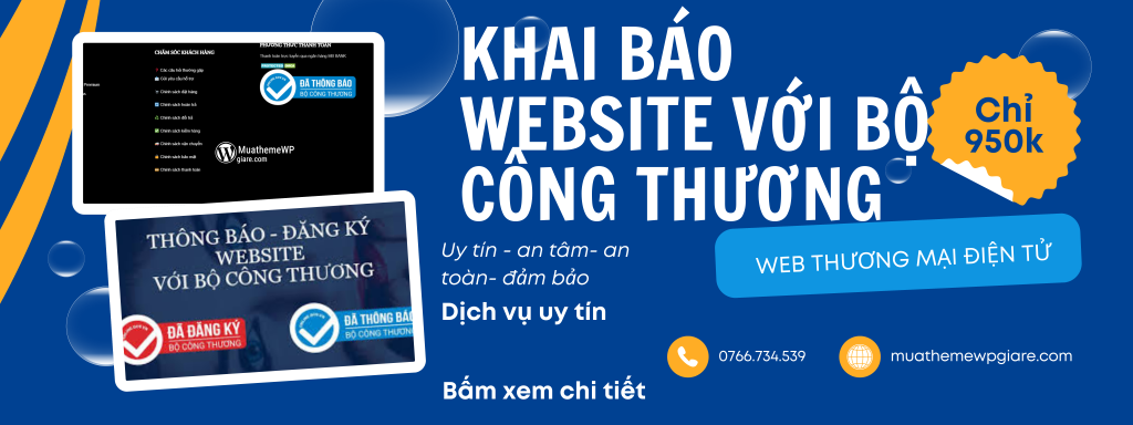 Dịch vụ đăng ký website với Bộ Công Thương uy tín tại muathemewpgiare