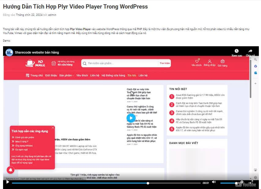 Huong Dan Tich Hop Plyr Video Player Trong WordPress Muathemewpgiare