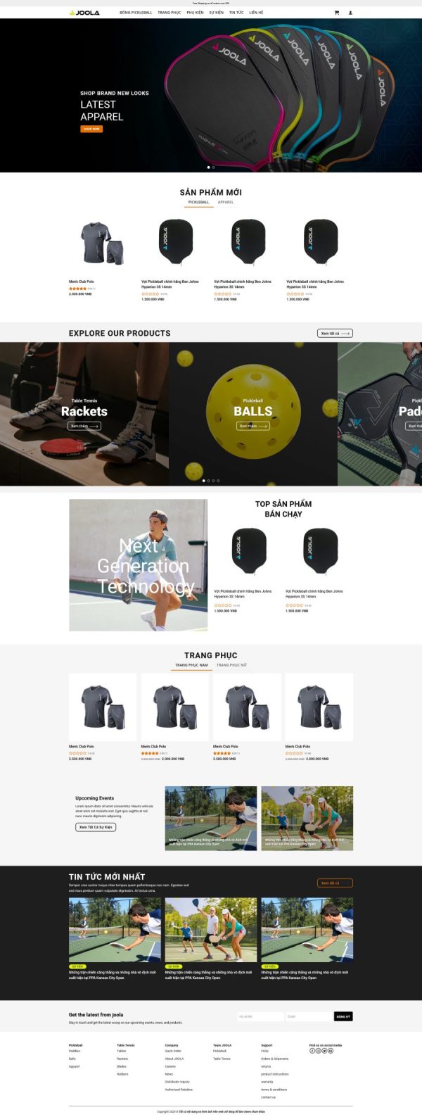 Theme WordPress Bán dụng cụ chơi Pickleball 2