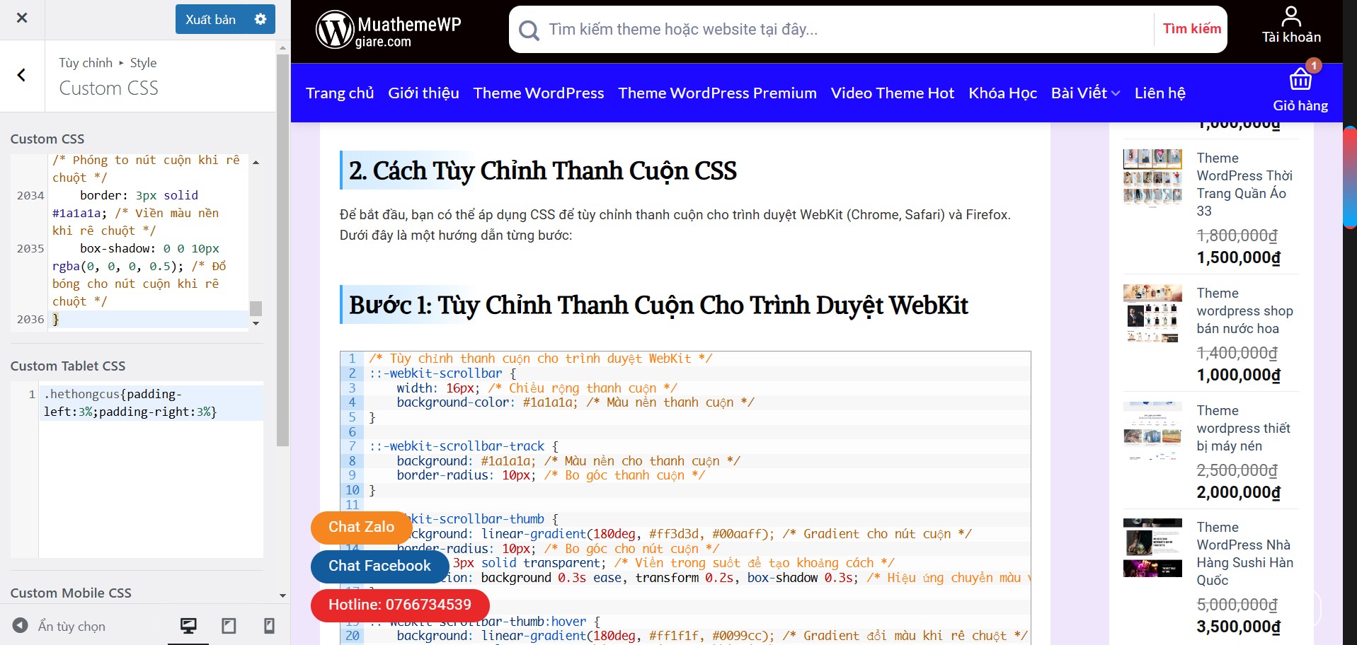 Tùy Chỉnh Thanh Cuộn CSS Đẹp và Chuyên Nghiệp