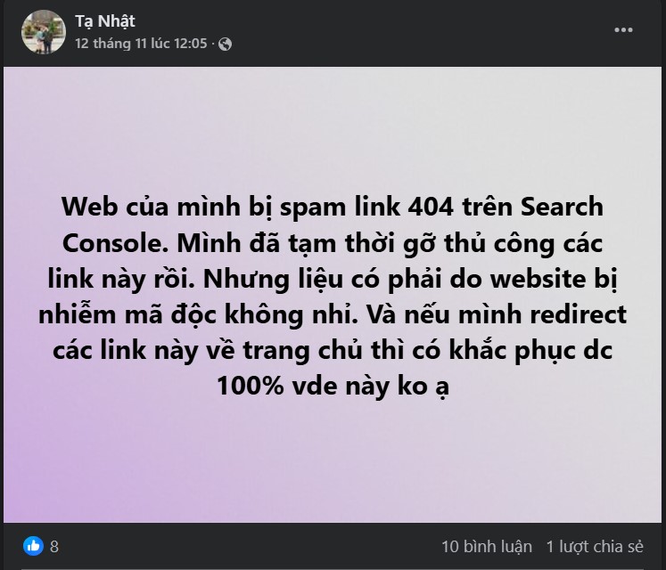 Web Bị Spam Link 404 Trên Search Console Thì Phải Làm Sao