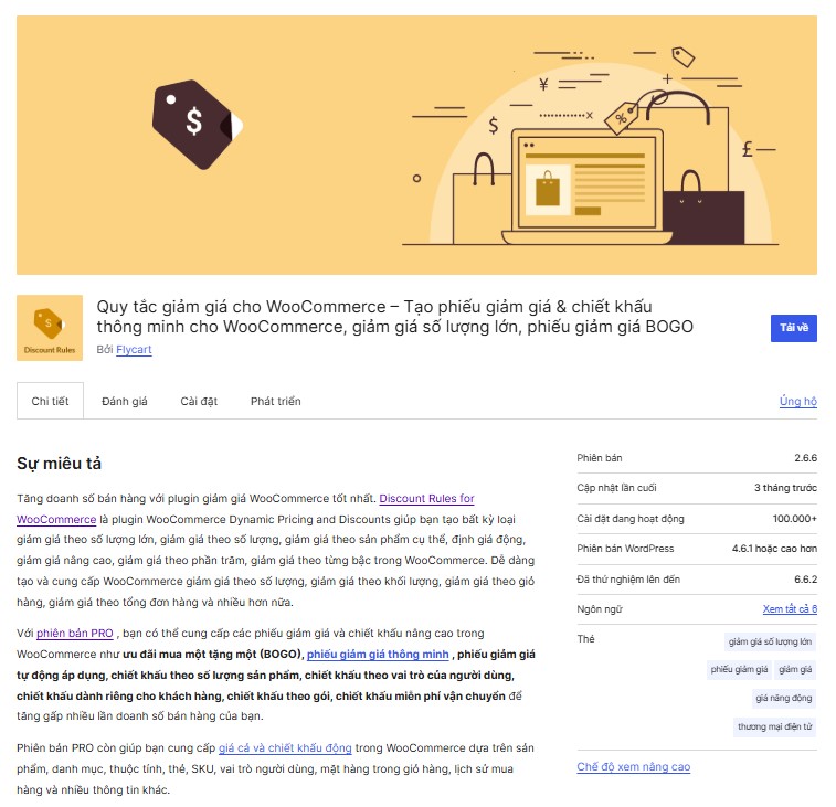 WooCommerce Discount Rules là một trong những plugin mạnh mẽ và linh hoạt nhất để giúp bạn tạo ra các chương trình giảm giá thông minh cho cửa hàng WooCommerce của mình. Với plugin này, bạn có thể dễ dàng tạo ra những quy tắc giảm giá phức tạp, từ giảm giá theo số lượng, theo sản phẩm, theo đơn hàng, đến giảm giá theo nhóm khách hàng hay theo thời gian.