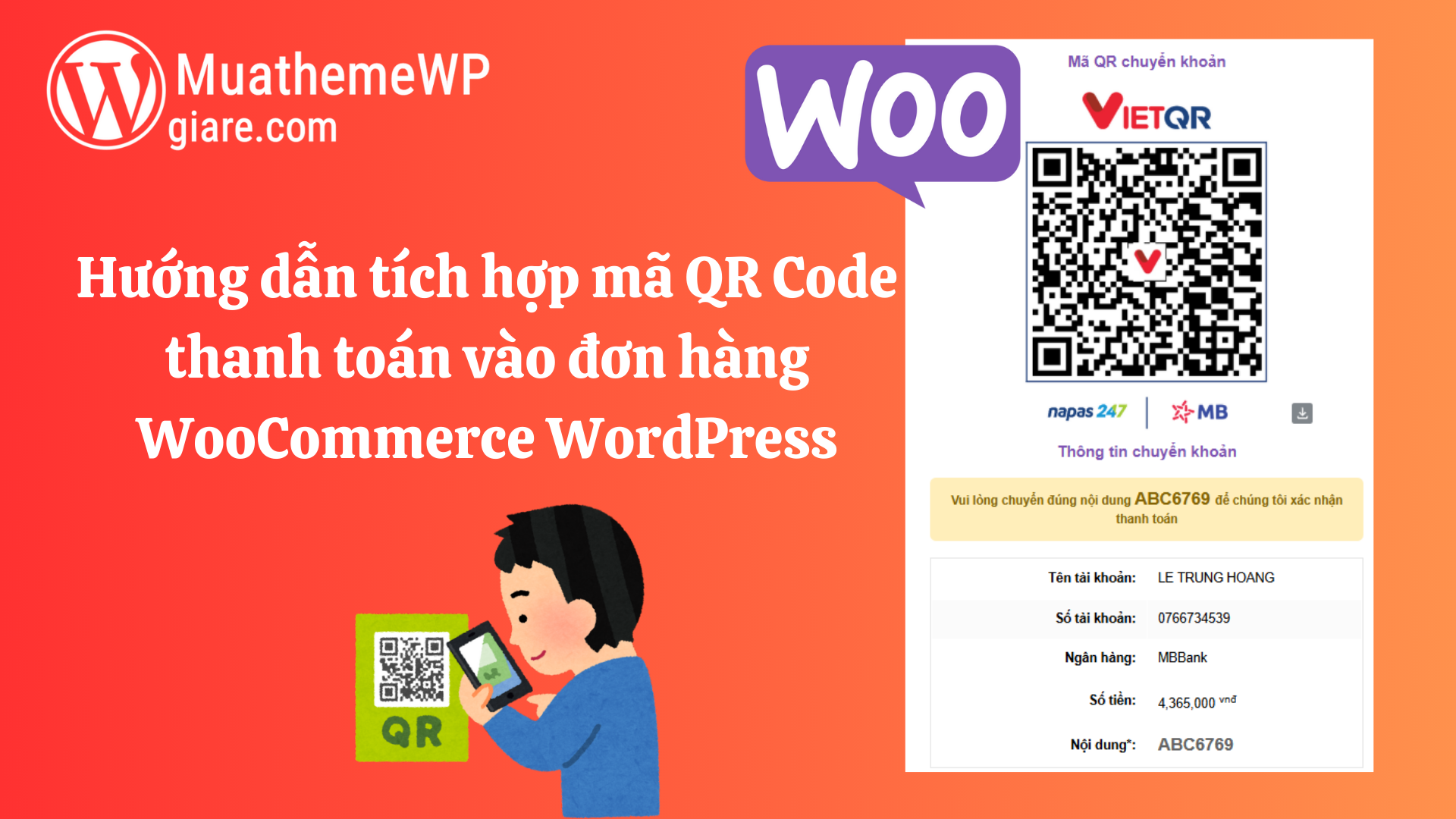 huong dan tich hop ma qr code thanh toan vao don hang woocommerce wordpress