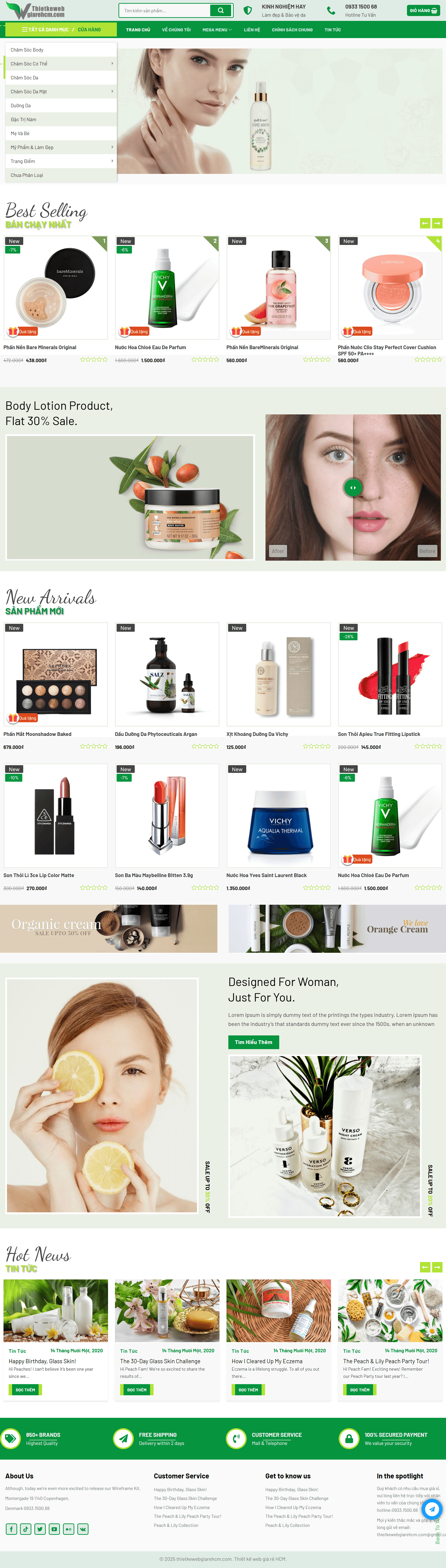 Theme WordPress Chăm Sóc Làm Đẹp Và Mỹ Phẩm