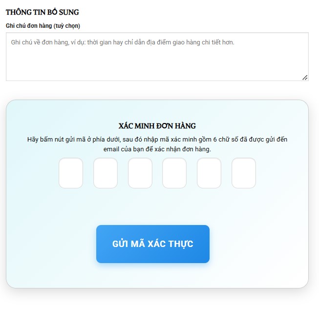 Sharecode cách code chống spam đơn hàng bằng  OTP gmail vào WooCommerce