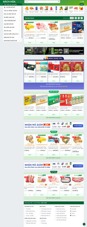 Theme wordpress bán thịt, rau giống bách hóa xanh