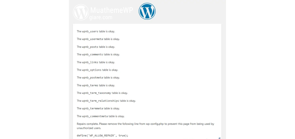 Fix Database WordPress Qua wp config 2