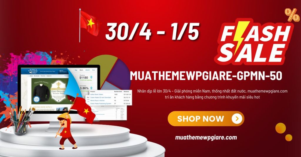 Flash sale kho theme wordpress giải phóng Miền Nam 30/4