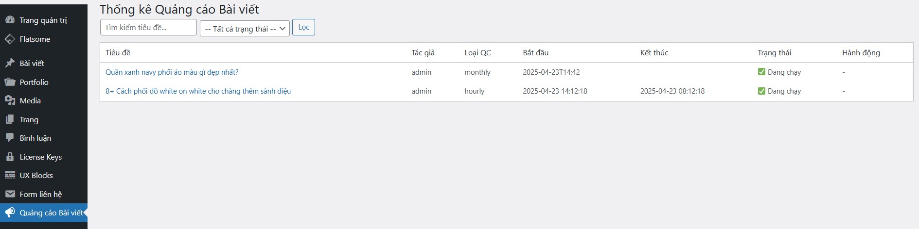 Dashboard quản trị quảng cáo chuyên nghiệp