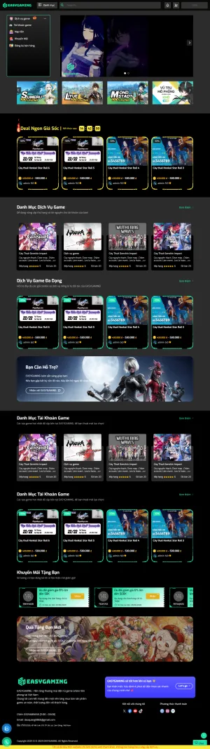 Theme wordpress giao diện dịch vụ tài khoản games cực đẹp