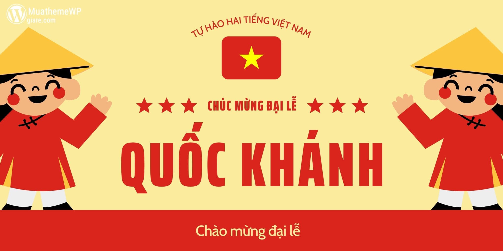 Hình ảnh chúc mừng 80 năm Quốc khánh Việt Nam từ Muathemewpgiare với gam màu đỏ vàng trang trọng.