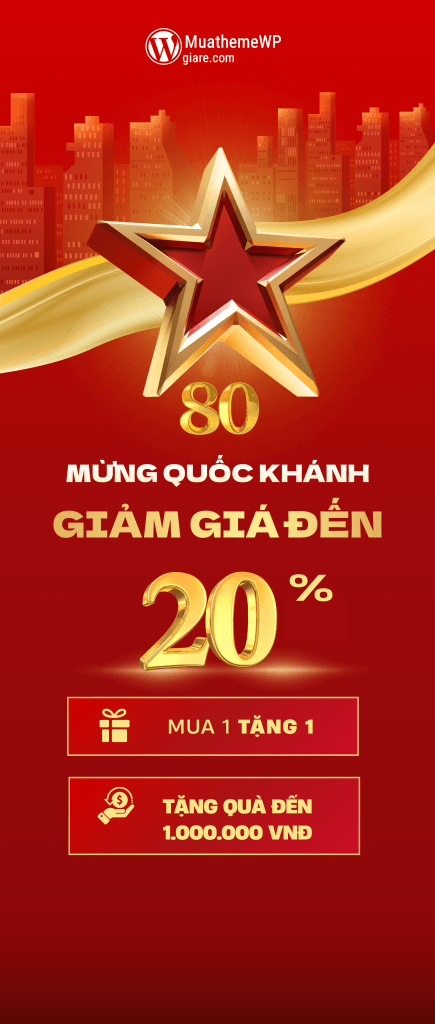 Muathemewpgiare Khuyến mãi Ngày lễ Việt Nam Hiện đại Tối giản Đỏ