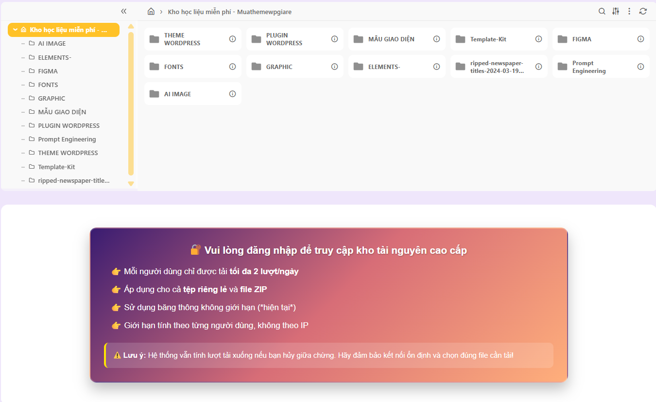 Chia sẻ kho tài nguyên thiết kế website “xịn xò” – tải nguyên bộ plugin, theme, khóa học, tài liệu chỉ với một click