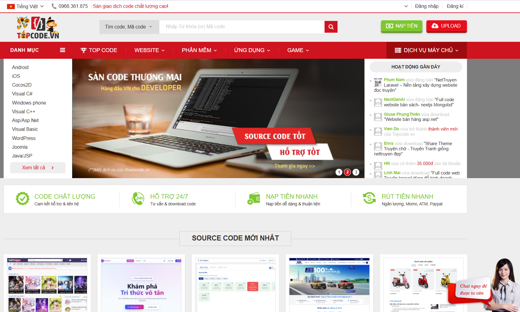 Topcode.vn là gì? Nền tảng chia sẻ & mua bán source code uy tín cho lập trình viên 4 Topcode.vn là một nền tảng trực tuyến chuyên về mua bán source code, chia sẻ đồ án CNTT, tài nguyên học lập trình, và mã nguồn dự án web – app. Trang web được xây dựng với mục tiêu giúp cộng đồng lập trình viên Việt Nam dễ dàng tiếp cận kho mã nguồn phong phú, chất lượng và tiết kiệm thời gian phát triển dự án.