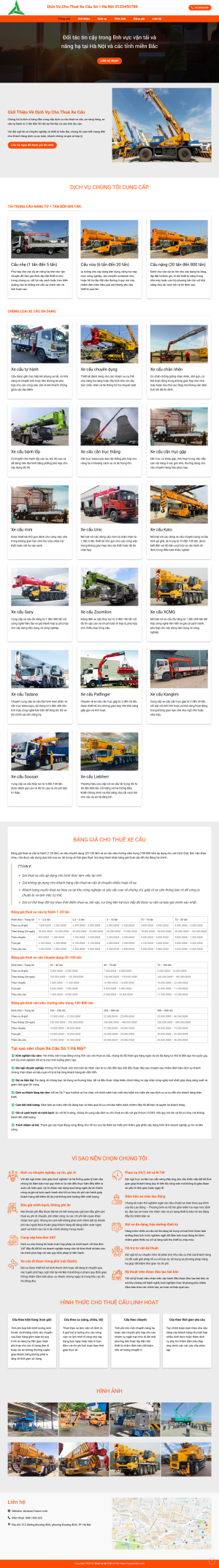Theme Wordpress Cho Thuê Xe Cẩu Giá Rẻ