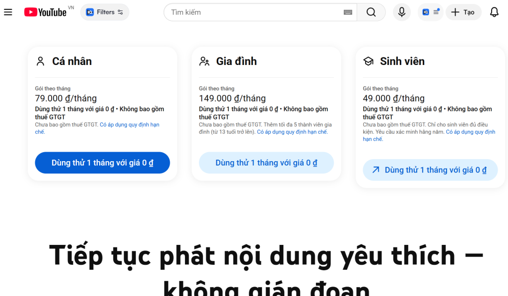 Nâng Cấp Tài Khoản YouTube Premium Chính Chủ Chỉ 40k/ tháng