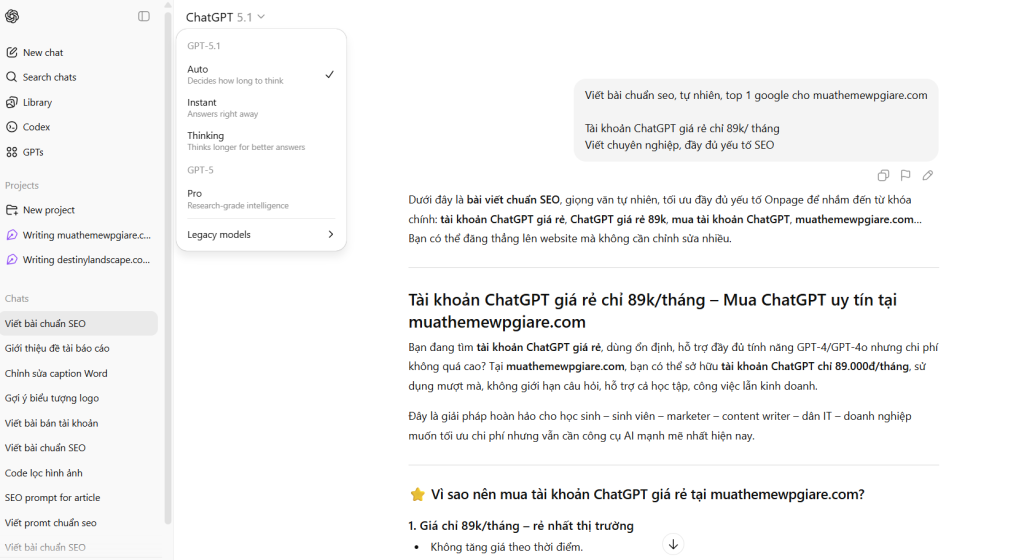 Tài khoản ChatGPT Plus giá rẻ chỉ 89k/tháng – Mua ChatGPT uy tín