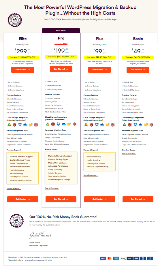 Plugin sao lưu và di chuyển WordPress mạnh mẽ nhất...Không tốn kém
Hơn 1.000.000 chuyên gia sử dụng Duplicator để di chuyển và sao lưu