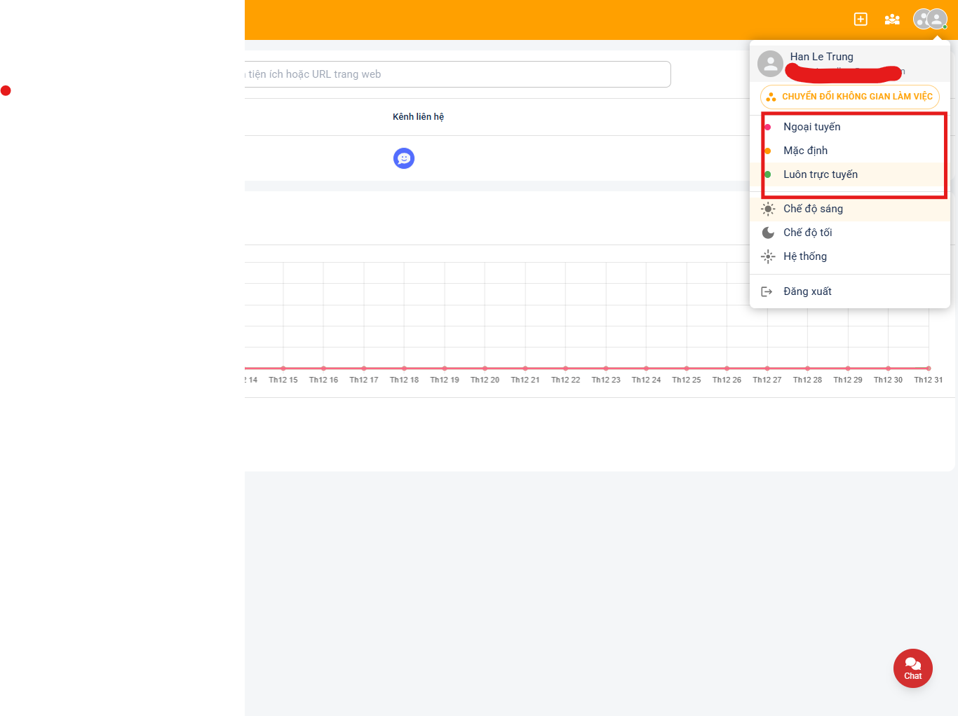 Không gian làm việc 1 Thay đổi trạng thái trực tuyến của bạn trên ChatBox AI Muathemewpgiare