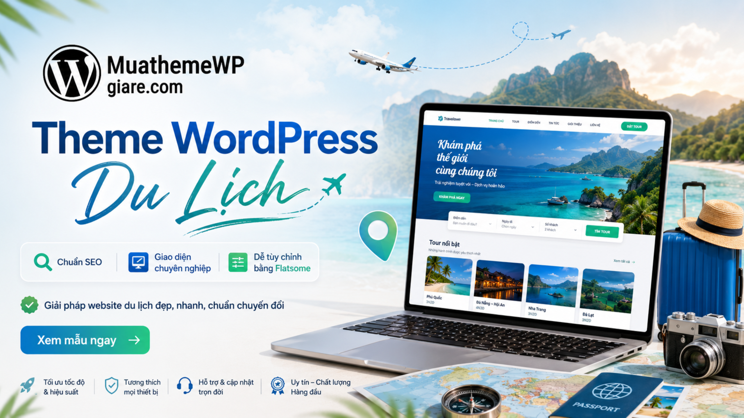 Theme WordPress Du Lịch Đẹp, Chuẩn SEO, Dễ Tùy Biến Bằng Flatsome
