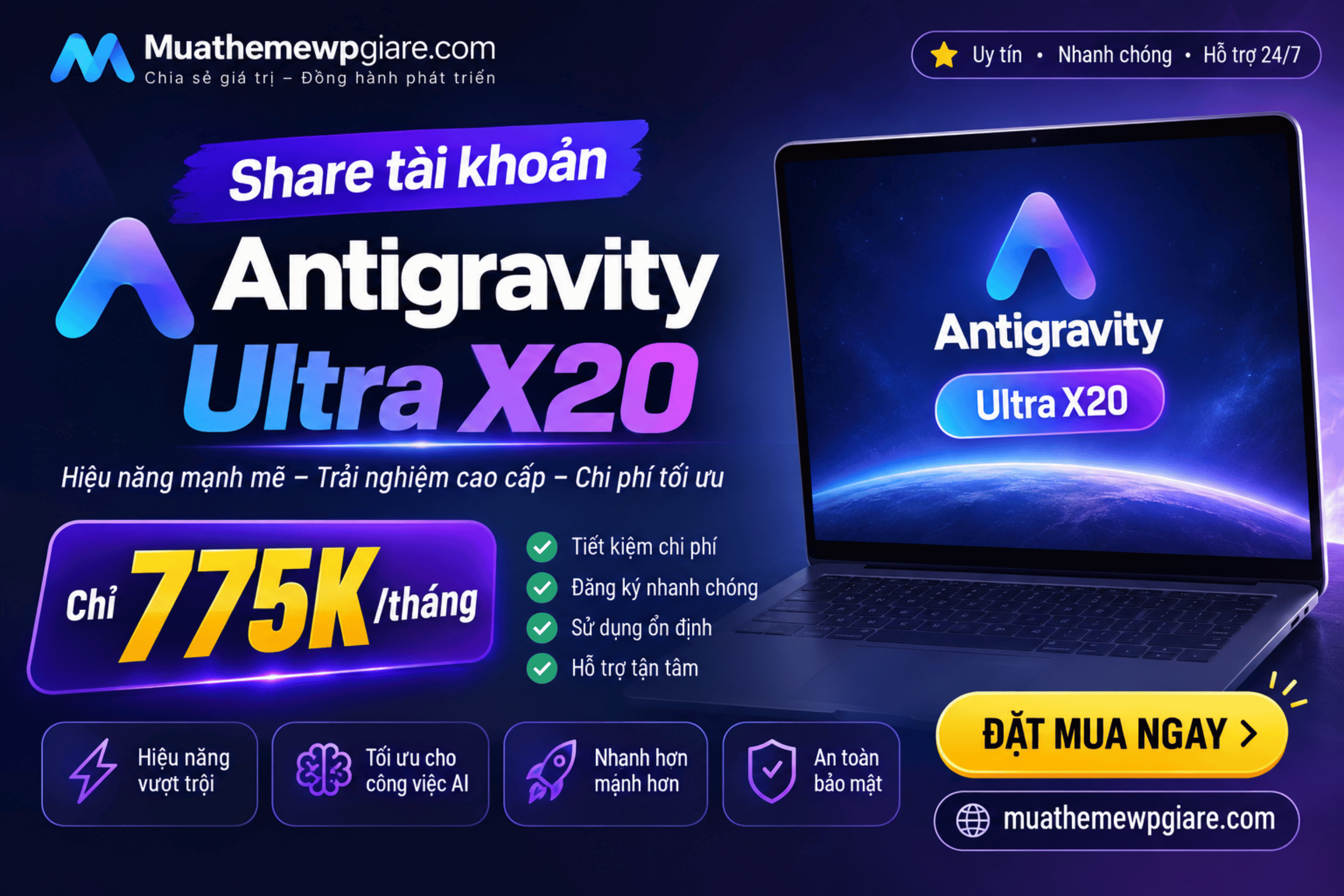 Share tài khoản Antigravity Ultra X20 giá 775K/tháng